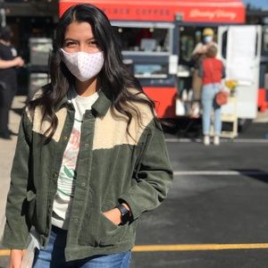 Paper Crane Bomber Jacket: Corduroy & Faux Sherpa